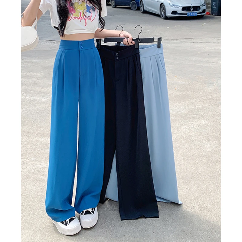 JMPRS 2022 New Two-button Elastic Waist Suit Wide Leg Pants Women High Waist Loose Casual Trouser Female Fashion Baggies Bottom
JMPRS 2022 New Two-button Elastic Waist Suit Wide Leg Pants Women High Waist Loose Casual Trouser Female Fashion Baggies Bottom