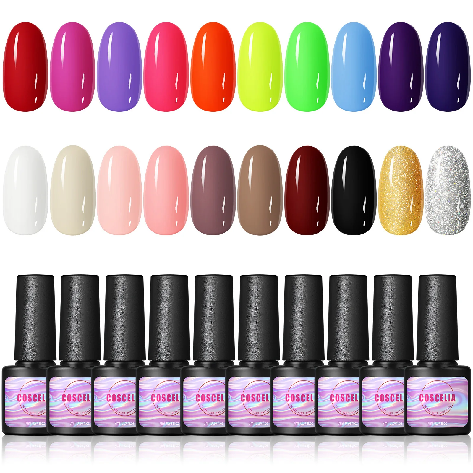 COSCELIA 20pc Gel Nail Polish Kit Soak Off UV Polish Gel LED 7ml Gel Varnish Need Base Top Coat Gel Manicure Set Set
COSCELIA 20pc Gel Nail Polish Kit Soak Off UV Polish Gel LED 7ml Gel Varnish Need Base Top Coat Gel Manicure Set Set
