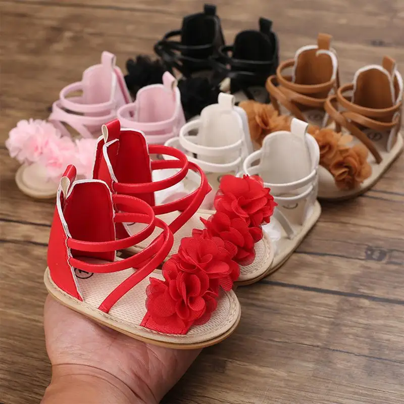 

New Infant Baby Shoes Flower Baby Girl Shoes Toddler Flats Summer Sandal Soft Rubber Sole Anti-Slip Crib Shoes First Walker