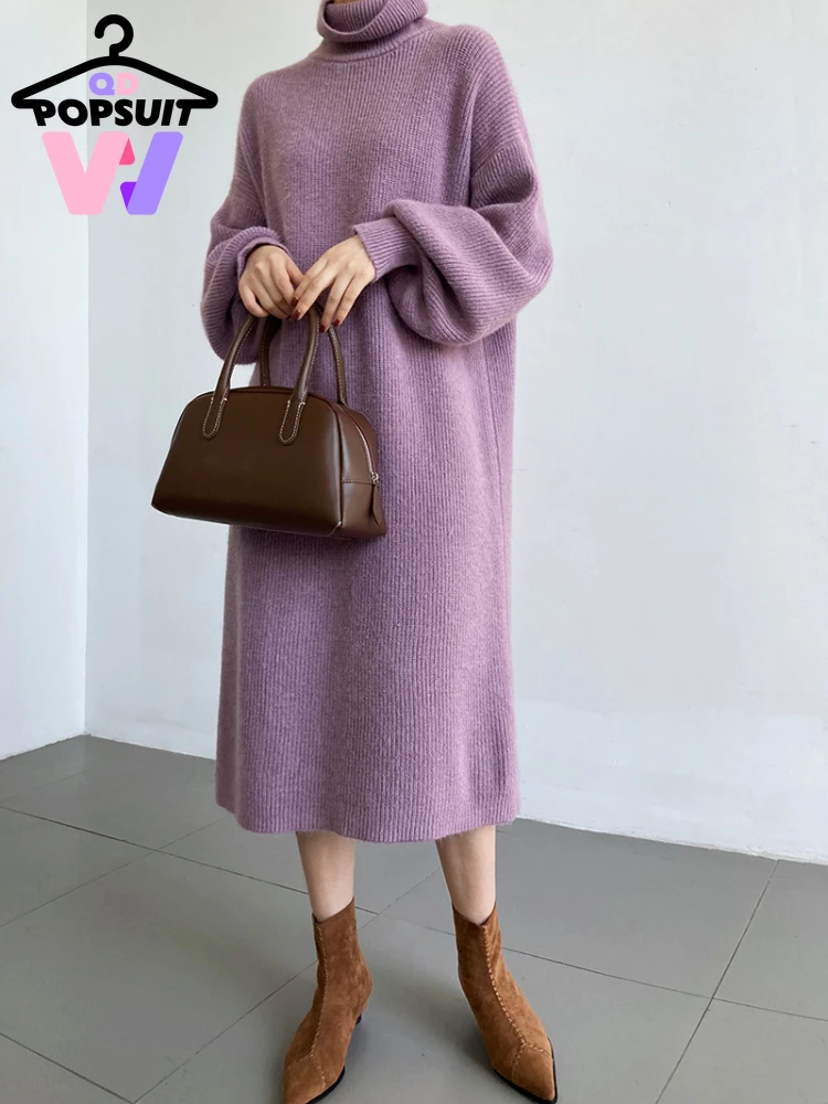 New Autumn Winter Women Knit Sweater Dress High Stacked Neck Pullover Dress Lazy Casual Long Loose Sweater Dress Women Clothes
New Autumn Winter Women Knit Sweater Dress High Stacked Neck Pullover Dress Lazy Casual Long Loose Sweater Dress Women Clothes