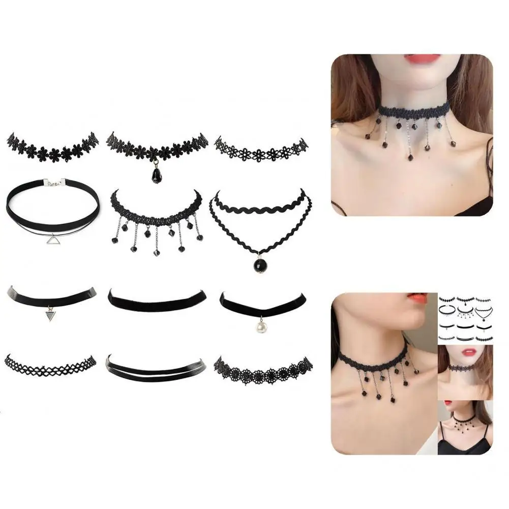 Chic Rhinestone Tassel Wear Resistant Handmade Lace Girl Choker Necklaces Clavicle Necklaces Collar Necklaces 12Pcs/set
Chic Rhinestone Tassel Wear Resistant Handmade Lace Girl Choker Necklaces Clavicle Necklaces Collar Necklaces 12Pcs/set