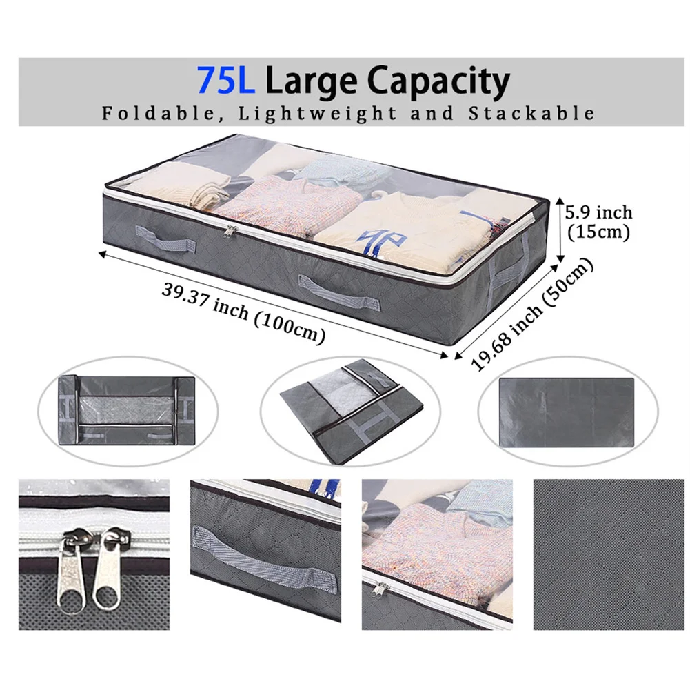 100*50*15cm Non-woven Fabric Storage Bag Transparent Quilt Clothes Organizer Folding Underbed Storage Bag For Dormitory Attic
100*50*15cm Non-woven Fabric Storage Bag Transparent Quilt Clothes Organizer Folding Underbed Storage Bag For Dormitory Attic