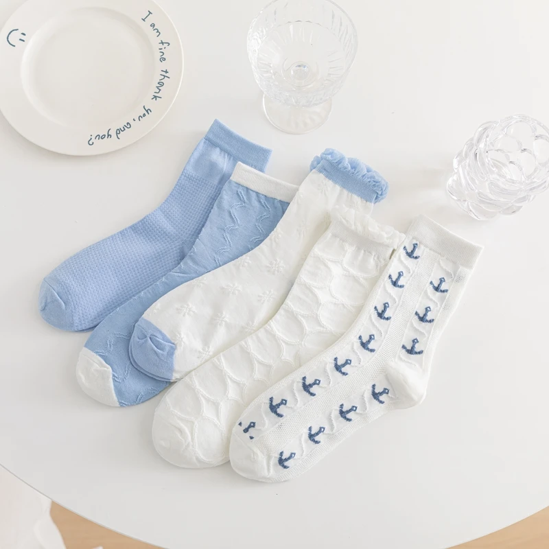 Summer New Crew Socks Women Skimpy Japanese Fashion Cute Lolita Socks Cotton Blue White Mesh Frilly Sweet Kawaii Ruffle Socks
Summer New Crew Socks Women Skimpy Japanese Fashion Cute Lolita Socks Cotton Blue White Mesh Frilly Sweet Kawaii Ruffle Socks