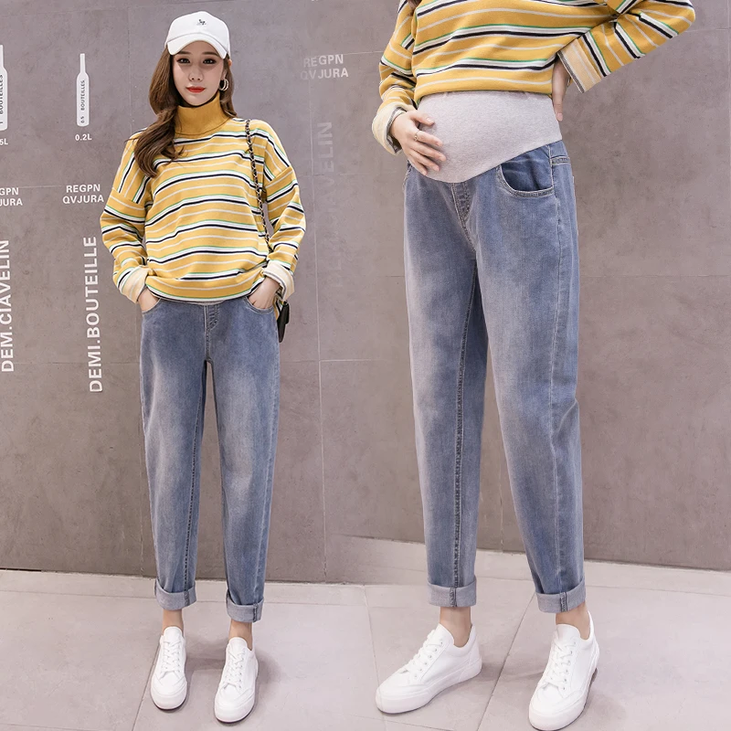 1809# Autumn Spring Denim Maternity Straight Harem Jeans Belly Pants Clothes for Pregnant Women Loose Pregnancy Casual Trousers
1809# Autumn Spring Denim Maternity Straight Harem Jeans Belly Pants Clothes for Pregnant Women Loose Pregnancy Casual Trousers