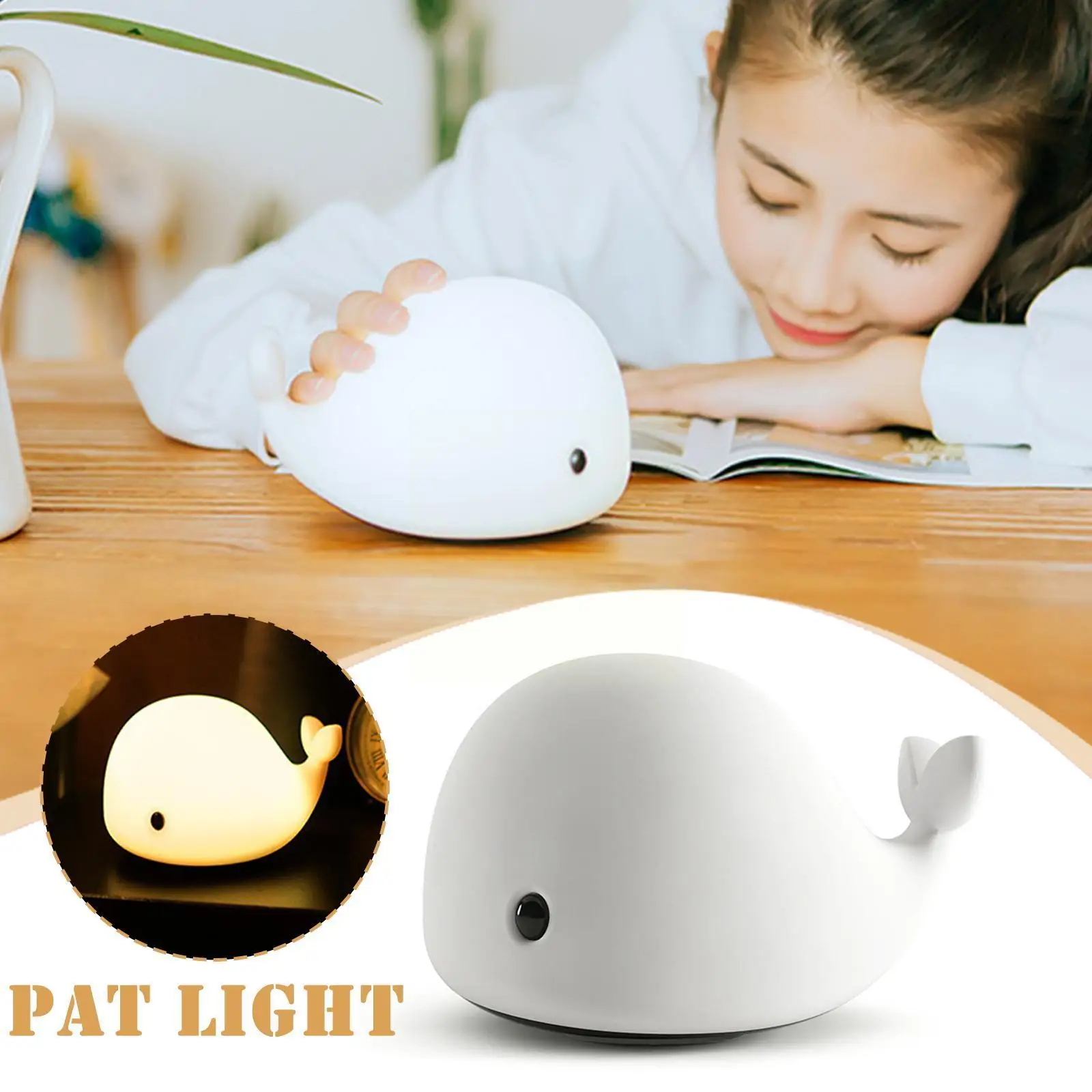 

New Silicone Dolphin Shape Night Light Cute LED Bedside Room Lamp Children's Colorful Whale Cartoon Silicone Color Changing B9K2