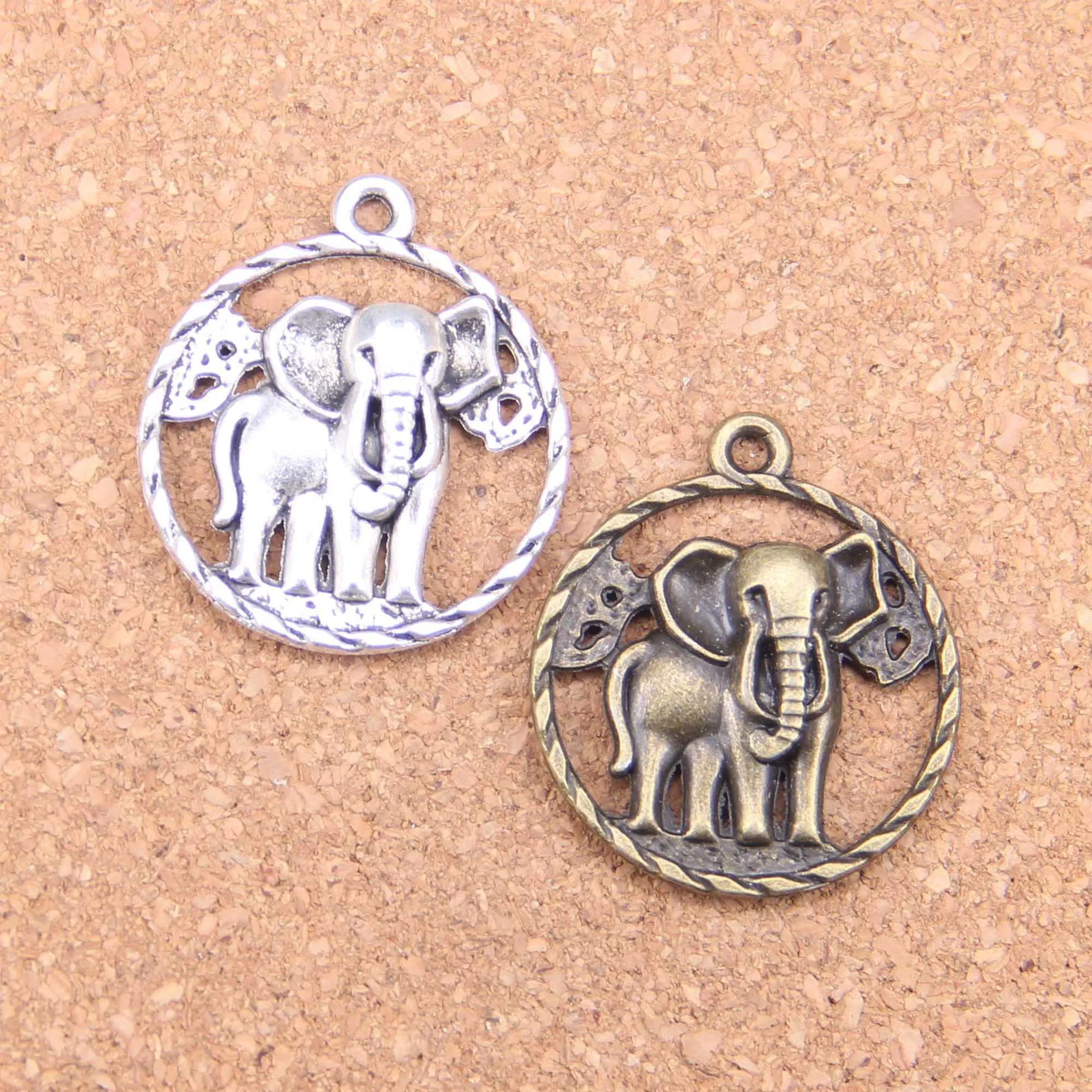 

30pcs Charms circle elephant 28mm Antique Pendants,Vintage Tibetan Silver Jewelry,DIY for bracelet necklace