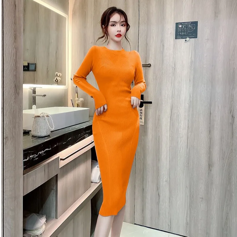 Women O-Neck Long Sleeve Midi Dresses Female Solid Knitted Elegant Dress Lady Spring New Slim Pullovers Pencil Vestidos D09
Women O-Neck Long Sleeve Midi Dresses Female Solid Knitted Elegant Dress Lady Spring New Slim Pullovers Pencil Vestidos D09