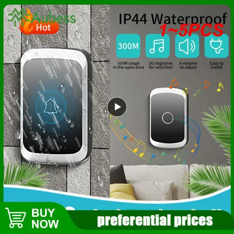 1~5PCS Wireless Doorbell 36 Chimes Door Ring 100-240V 300M Range IP44 Waterproof EU UK US Plug Receiver Door Bell
1~5PCS Wireless Doorbell 36 Chimes Door Ring 100-240V 300M Range IP44 Waterproof EU UK US Plug Receiver Door Bell