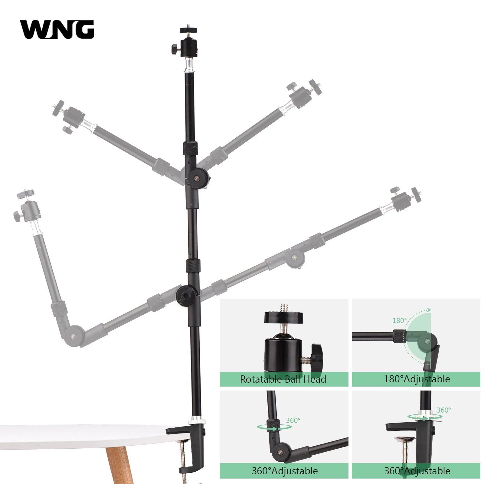 Flexible Foldable Desk Mount Tabletop Stand Metal Bracket 1/4"Screw Ballhead for Fill in Light LED Light Smartphone Photo Studio
Flexible Foldable Desk Mount Tabletop Stand Metal Bracket 1/4"Screw Ballhead for Fill in Light LED Light Smartphone Photo Studio