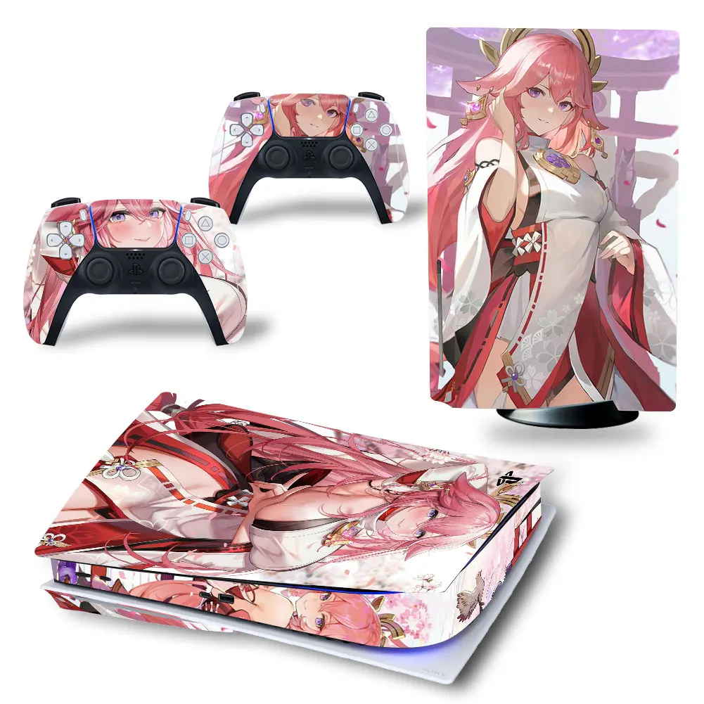 

Genshin Impact Yae Miko Hutao PS5 Disc Edition Sticker Decal for PlayStation 5 Console and 2 Controllers PS5 Disc Skin Vinyl