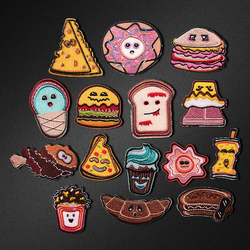 Cute Food Cartoon Doughnut Bread Pizza Embroidery Patch Hot Melt Adhesive Sticker Baking Staff Clothing DIY Iron On Patches 
Cute Food Cartoon Doughnut Bread Pizza Embroidery Patch Hot Melt Adhesive Sticker Baking Staff Clothing DIY Iron On Patches