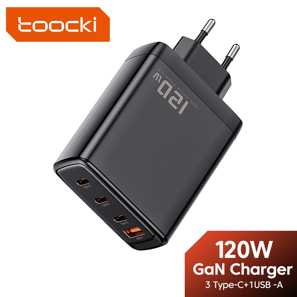 Зарядное устройство Toocki 120 Вт USB C GaN быстрая зарядка 4 0 3 зарядное для iPhone 14 13 12 Pro
