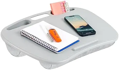 

Mesa de colo MyDesk com borda de dispositivo e suporte de telefone - Turquesa - Serve para laptops de até 15 6 polegadas - Esti