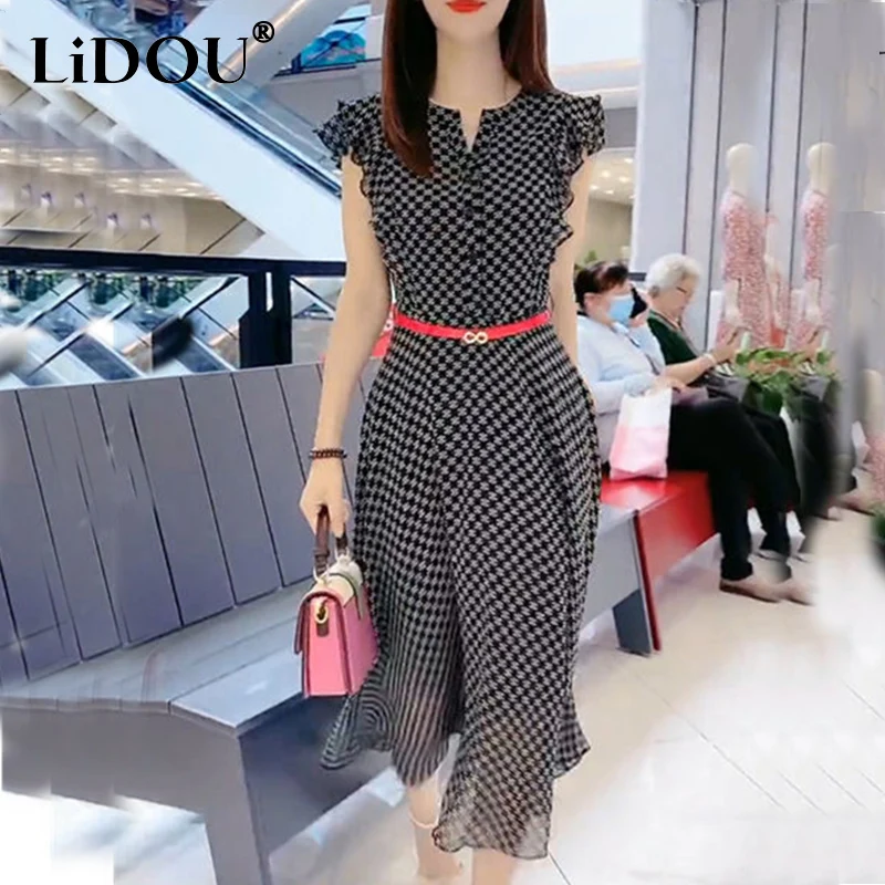 Summer Fashion Korean Style Chiffon Printed Dresses Women Elegant Aesthetic Midi Dress Sleeveless Chic A-line Vestidos De Fiesta
Summer Fashion Korean Style Chiffon Printed Dresses Women Elegant Aesthetic Midi Dress Sleeveless Chic A-line Vestidos De Fiesta