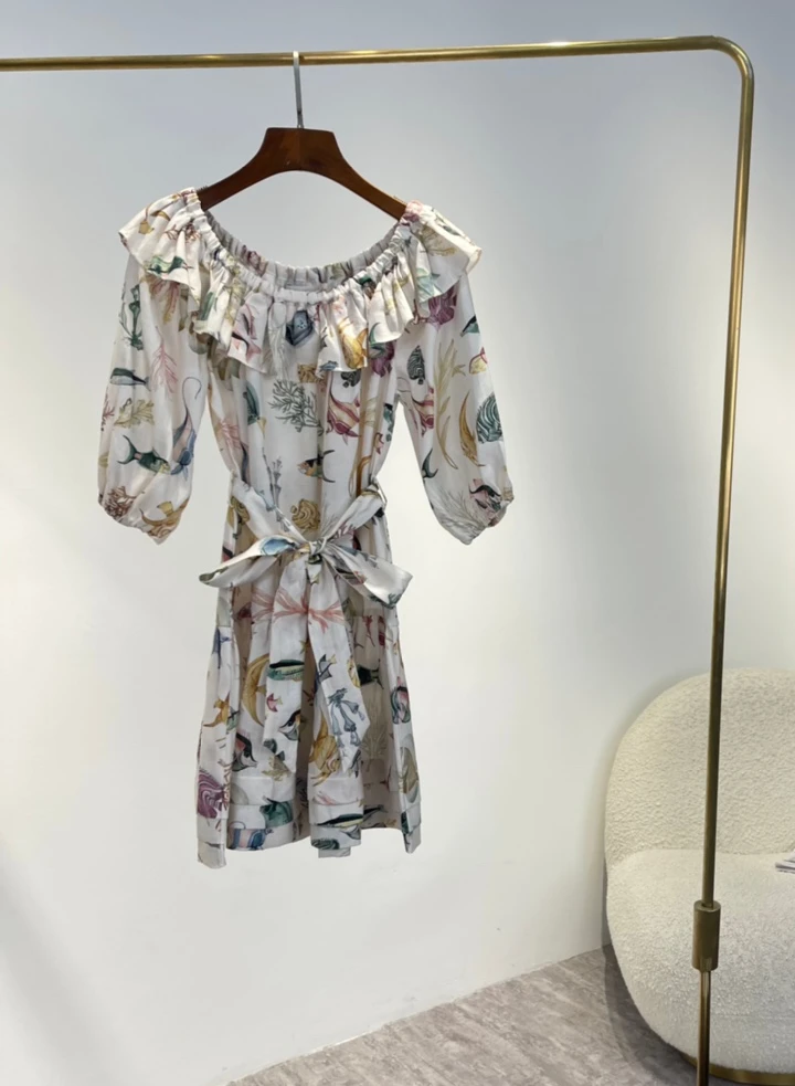 High Quality 2022 New Summer Linen Lantern Half Sleeve Ruffles Off The Shoulder Animal Fish Seaworld Printing Ladies Mini Dress
High Quality 2022 New Summer Linen Lantern Half Sleeve Ruffles Off The Shoulder Animal Fish Seaworld Printing Ladies Mini Dress