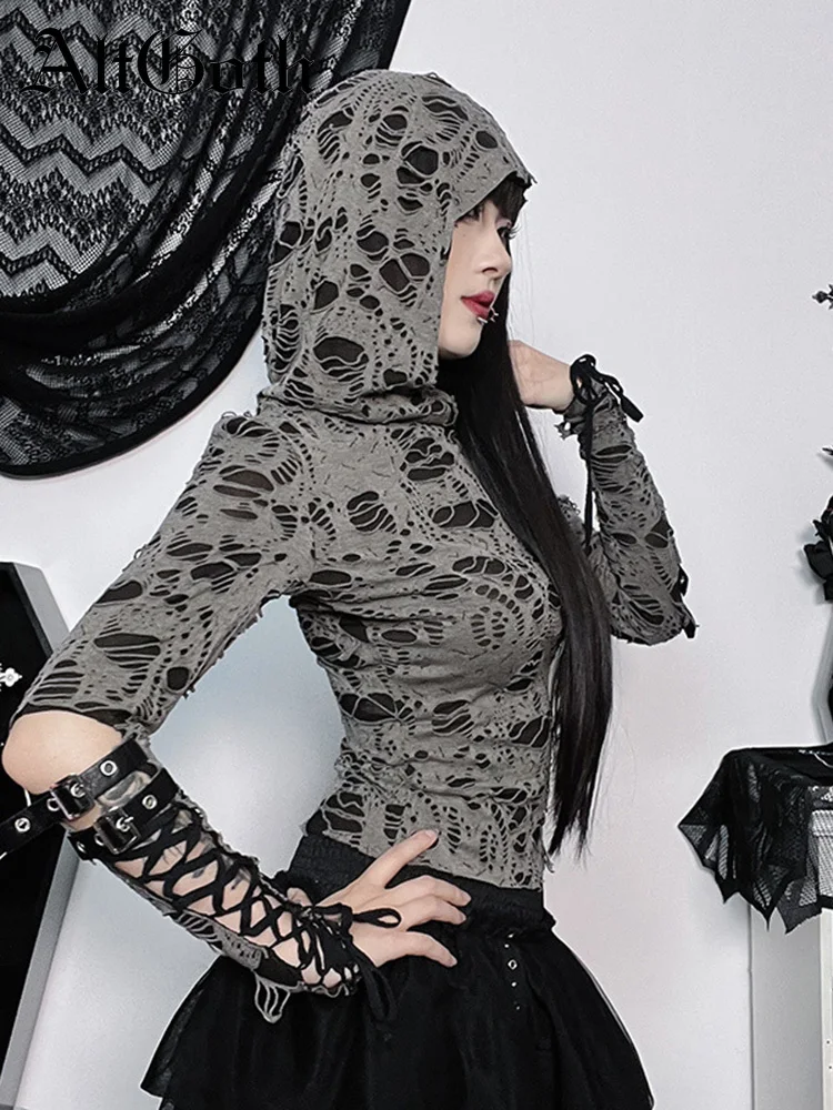 Женский свитшот с длинным рукавом AltGoth, винтажный свитшот в стиле ретро, трикотажный пуловер с капюшоном и отверстиями для осени и зимы,
Женский свитшот с длинным рукавом AltGoth, винтажный свитшот в стиле ретро, трикотажный пуловер с капюшоном и отверстиями для осени и зимы,