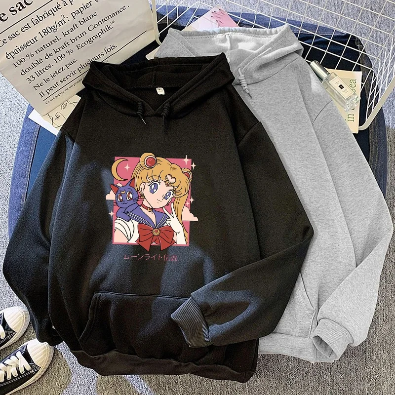 Japanese casual cartoon s-Sailor-Moons print Harajuku long-sleeved anime hooded kawaii autumn loose Vintage hooded sweatshirt
Japanese casual cartoon s-Sailor-Moons print Harajuku long-sleeved anime hooded kawaii autumn loose Vintage hooded sweatshirt