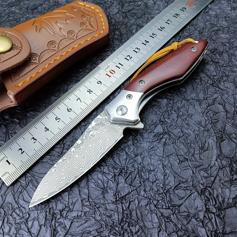 Multifunctional Folding Knife VG10 Damascus Steel Wood Handle Tactical Knife Camping Survival EDC Pocket Knife Father's Day Gift
Multifunctional Folding Knife VG10 Damascus Steel Wood Handle Tactical Knife Camping Survival EDC Pocket Knife Father's Day Gift