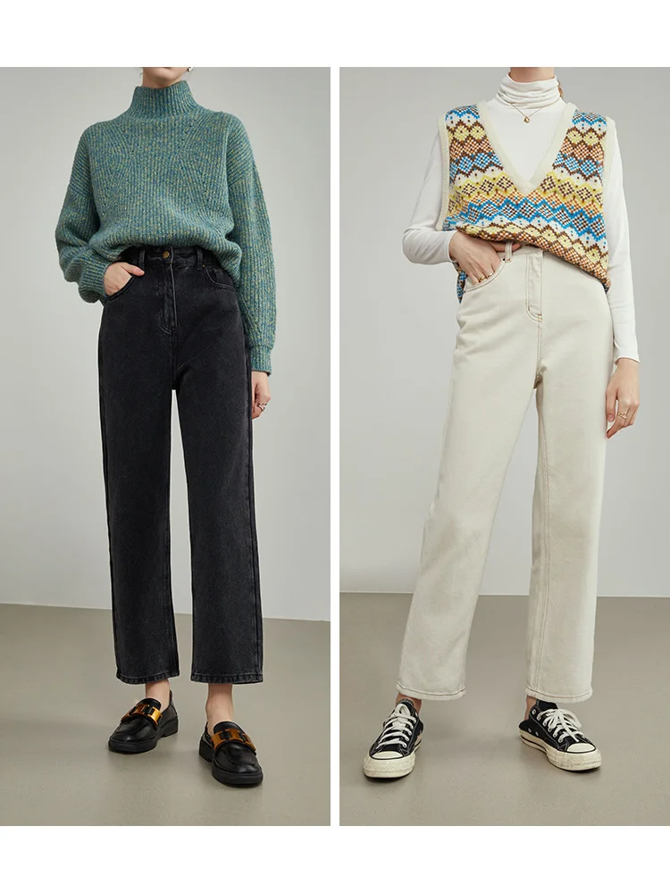 2023 Women's White Straight Leg Pants Thick Cotton Jean Winter High Waist Black Retro Cropped Trousers Women Jeans
2023 Women's White Straight Leg Pants Thick Cotton Jean Winter High Waist Black Retro Cropped Trousers Women Jeans