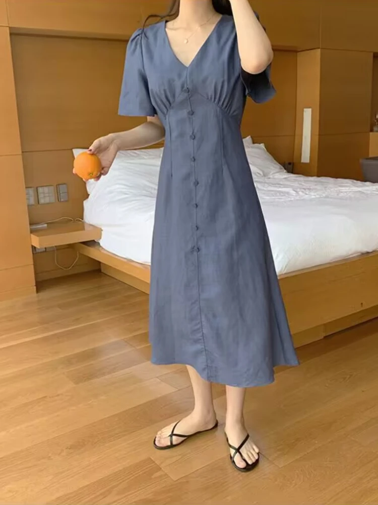 New Summer Dresses for Women 2023 Korean Style Solid LOOSE V-Neck Long Dresses Streetwear Vintage Dress Elegant Party Dresses
New Summer Dresses for Women 2023 Korean Style Solid LOOSE V-Neck Long Dresses Streetwear Vintage Dress Elegant Party Dresses