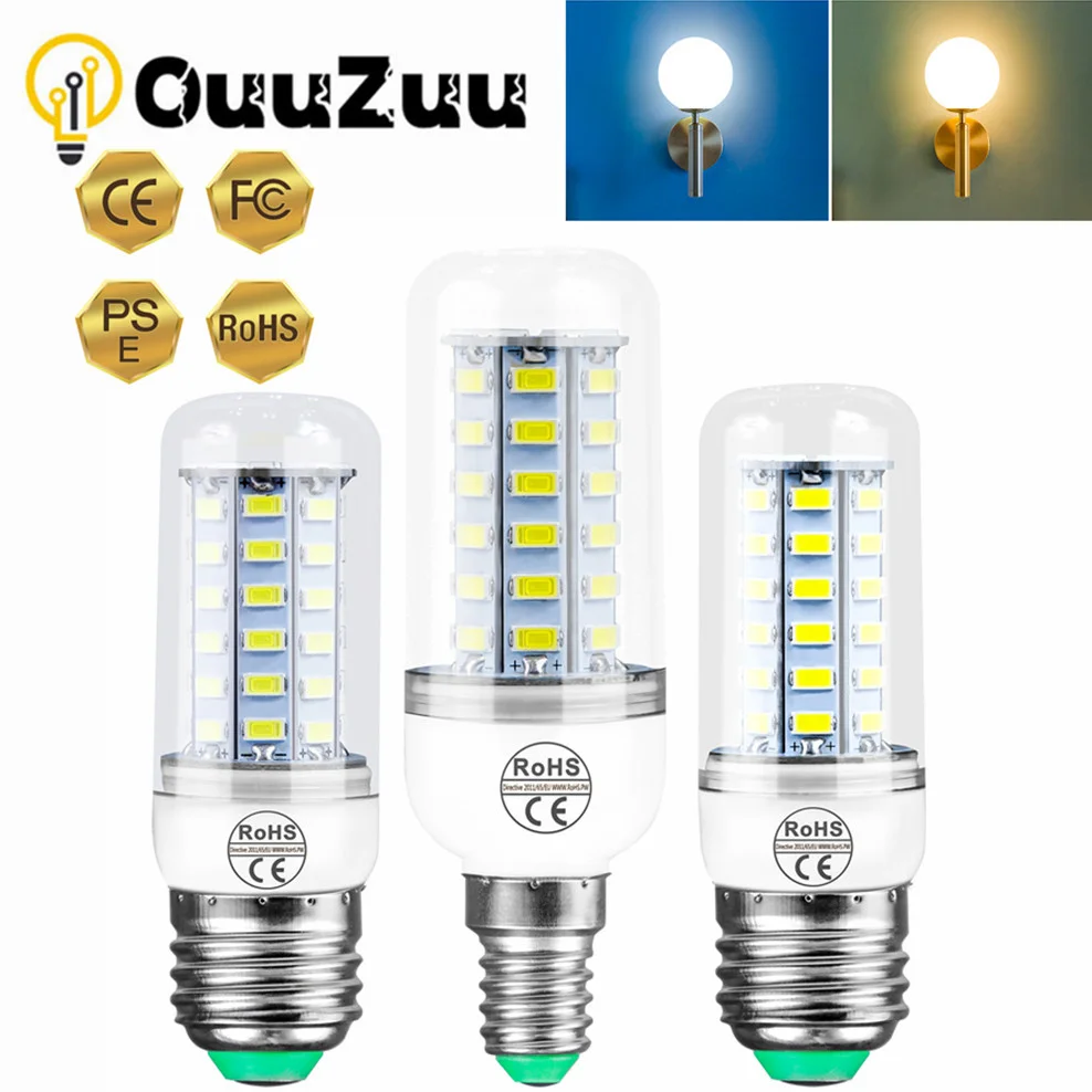 OuuZuu LED E27 E14 Corn Bulb 24 36 48 56 69 72 LEDs SMD 5730 220V Lampada LED Lamp Chandelier Candle LED Light Bombilla
OuuZuu LED E27 E14 Corn Bulb 24 36 48 56 69 72 LEDs SMD 5730 220V Lampada LED Lamp Chandelier Candle LED Light Bombilla