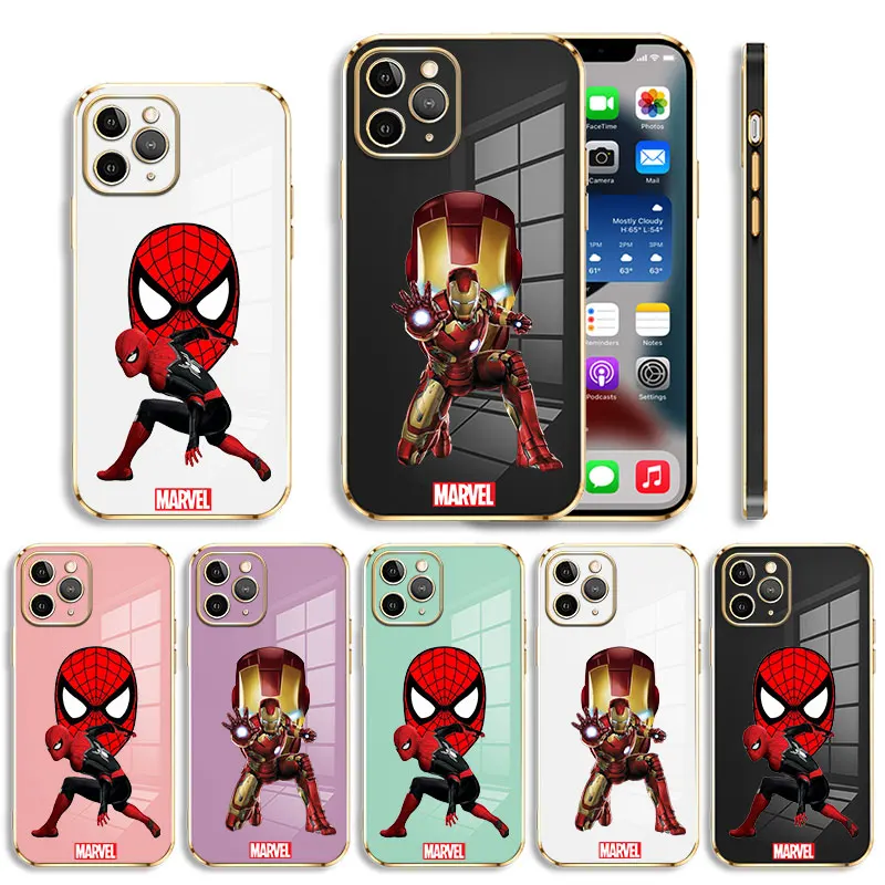 Marvel Iron Man And Spiderman Luxury Soft Plating Phone Case For iPhone 14 13 12 11 Pro Max Mini X XR XS Max 7 8 6 6s Plus SE
Marvel Iron Man And Spiderman Luxury Soft Plating Phone Case For iPhone 14 13 12 11 Pro Max Mini X XR XS Max 7 8 6 6s Plus SE