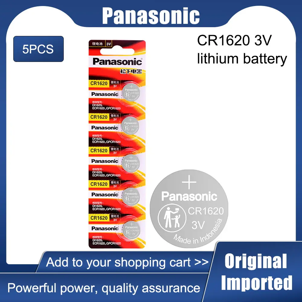 Литиевые Батарейки PANASONIC CR1620 DL1620 ECR1620 CR 1620 3 в 5 шт. | Электроника