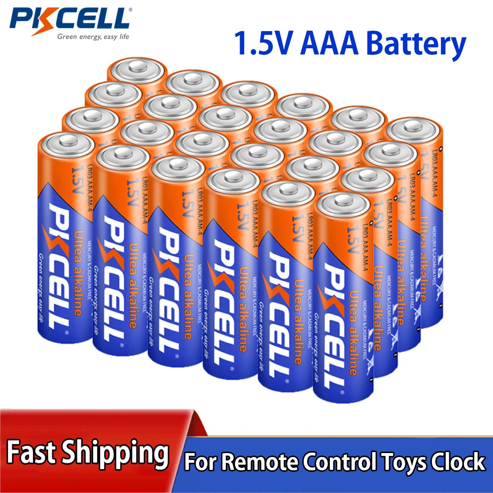 PKCELL 24Pcs 1.5V AAA Battery LR03 AM4 E92 Single Use Alkaline AAA Dry Battery for Cameras Shavers Keyboard Mouse Electric Toys
PKCELL 24Pcs 1.5V AAA Battery LR03 AM4 E92 Single Use Alkaline AAA Dry Battery for Cameras Shavers Keyboard Mouse Electric Toys