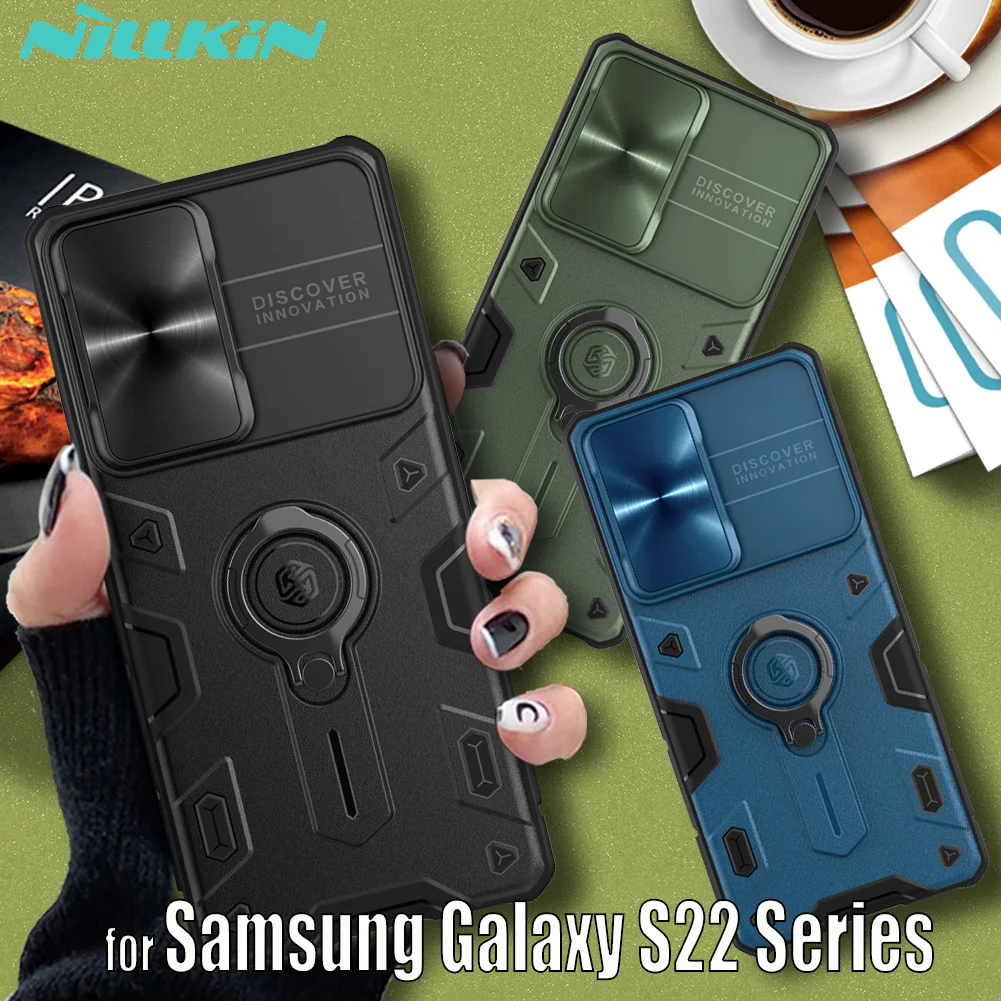 For Samsung Galaxy S22 Plus S22 Ultra Case Nillkin Slide Lens Camera Protection Armor Impact Resistant Ring Holder Back Cover
For Samsung Galaxy S22 Plus S22 Ultra Case Nillkin Slide Lens Camera Protection Armor Impact Resistant Ring Holder Back Cover