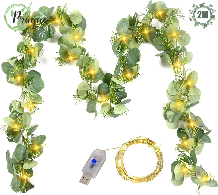 Artificial Eucalyptus Vines LED String Light Green Garland for Indoor Outdoor Home Wedding Party Festive Christmas Decorations
Artificial Eucalyptus Vines LED String Light Green Garland for Indoor Outdoor Home Wedding Party Festive Christmas Decorations