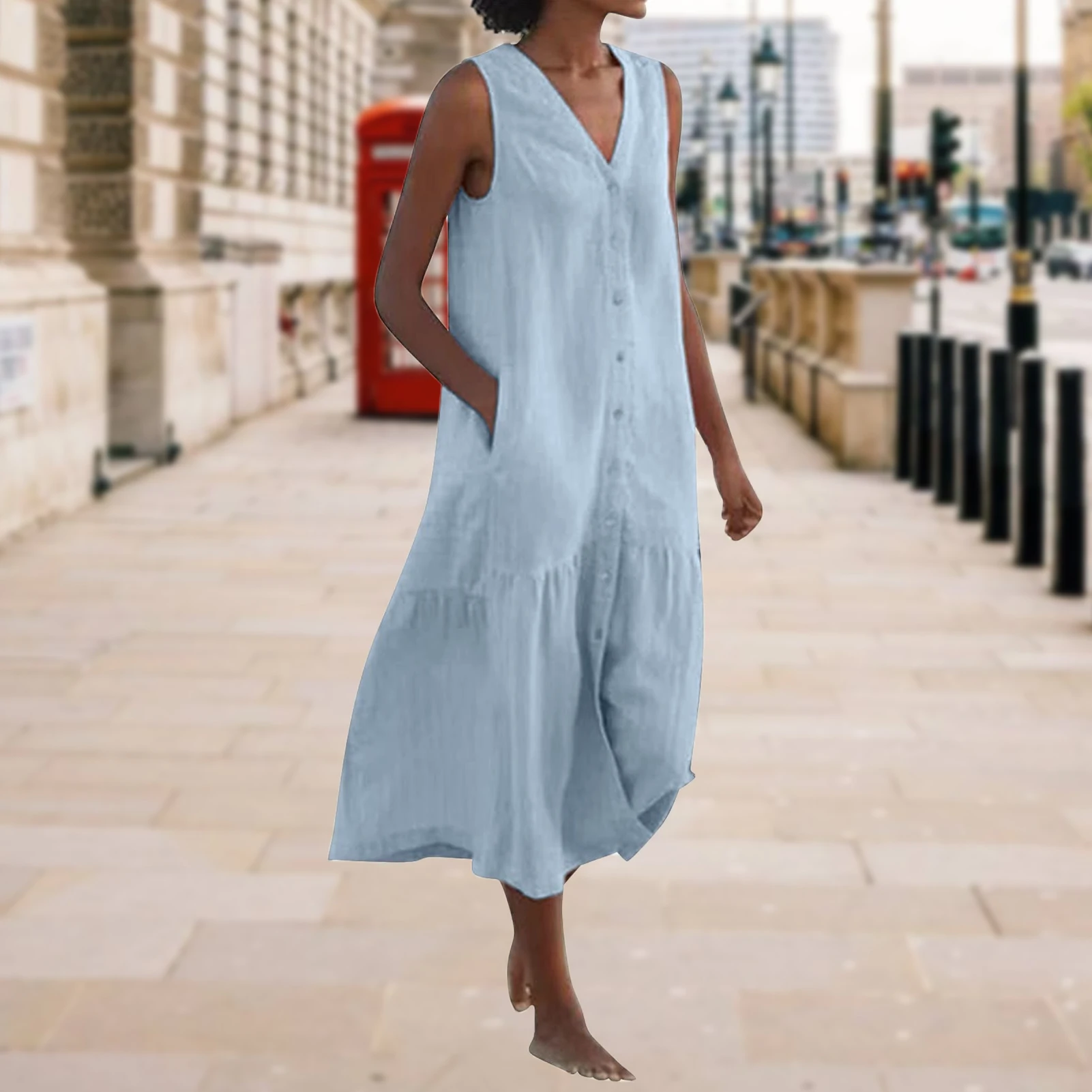 Женское длинное свободное платье в стиле бохо, однотонное платье большого размера с карманами, винтажный пляжный костюм без рукавов
Женское длинное свободное платье в стиле бохо, однотонное платье большого размера с карманами, винтажный пляжный костюм без рукавов