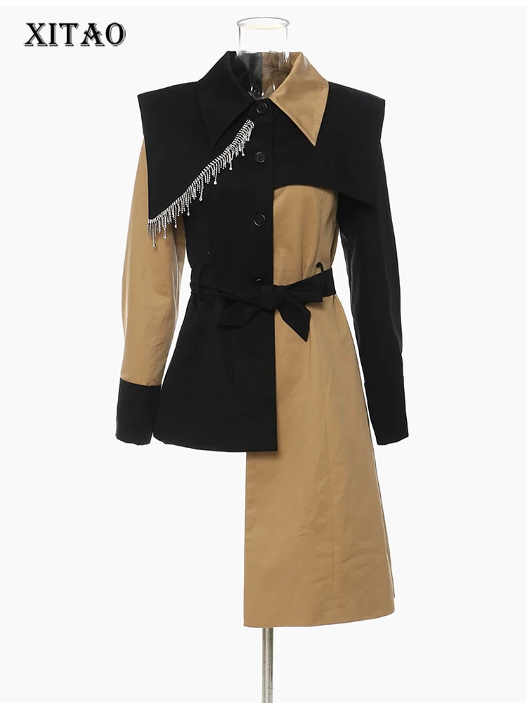 XITAO Asymmetrical Trench Tassels Rhinestone Splicing Personality Contrast Color Fashion Street Trendy New Women Coat GWJ3298
XITAO Asymmetrical Trench Tassels Rhinestone Splicing Personality Contrast Color Fashion Street Trendy New Women Coat GWJ3298