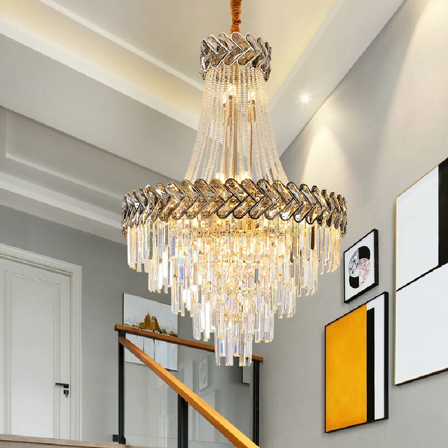 High Quality Crystal Chandelier Lighting Modern Loft Gold Led Hanging Lamp Living Room Bedroom Staircase Indoor Ceiling Lights
High Quality Crystal Chandelier Lighting Modern Loft Gold Led Hanging Lamp Living Room Bedroom Staircase Indoor Ceiling Lights
