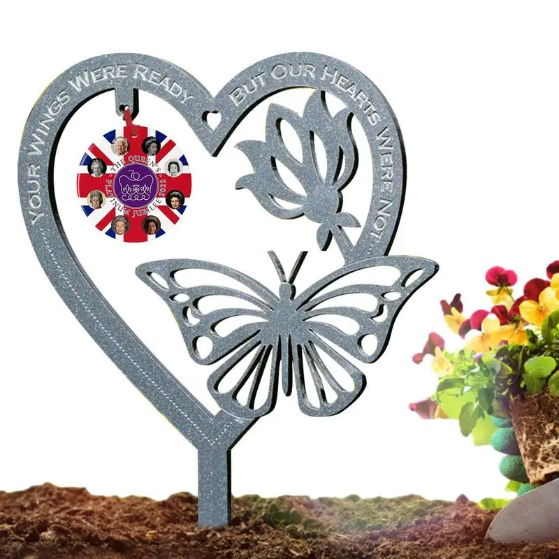 

Памятные украшения в форме сердца королевы Елизаветы, Декорации для сада, соединения Джека, 1926-2022 королевы, платина