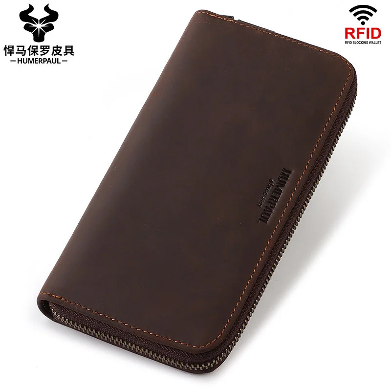 Genuine leather men's wallet top layer crazy horse cowhide long handbag zipper phone bag
Genuine leather men's wallet top layer crazy horse cowhide long handbag zipper phone bag