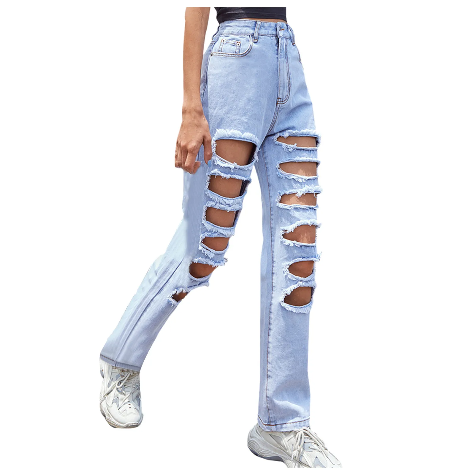 Women's High Waist Jean Pant Straight Pants With Holes And Gradient Slim Elegant All-Match Pants Trouser Casual High waist jeans
Women's High Waist Jean Pant Straight Pants With Holes And Gradient Slim Elegant All-Match Pants Trouser Casual High waist jeans