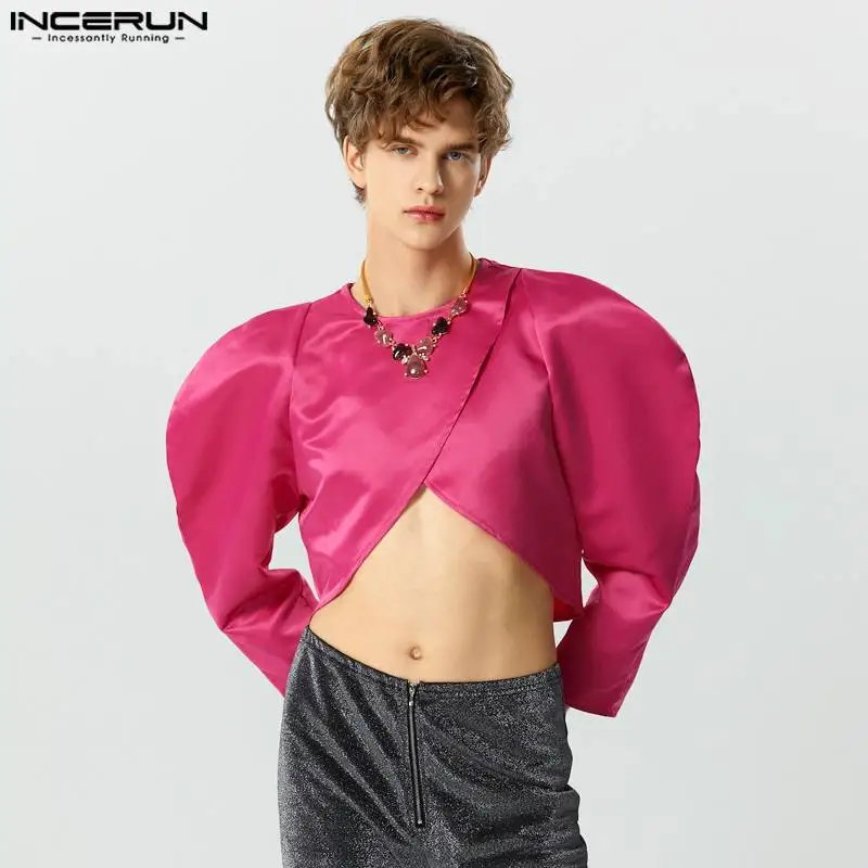 2023 Men T Shirts Satin Solid O-neck Long Puff Sleeve Zipper Irregular Crop Tops Autumn Streetwear Fashion Camisetas INCERUN
2023 Men T Shirts Satin Solid O-neck Long Puff Sleeve Zipper Irregular Crop Tops Autumn Streetwear Fashion Camisetas INCERUN