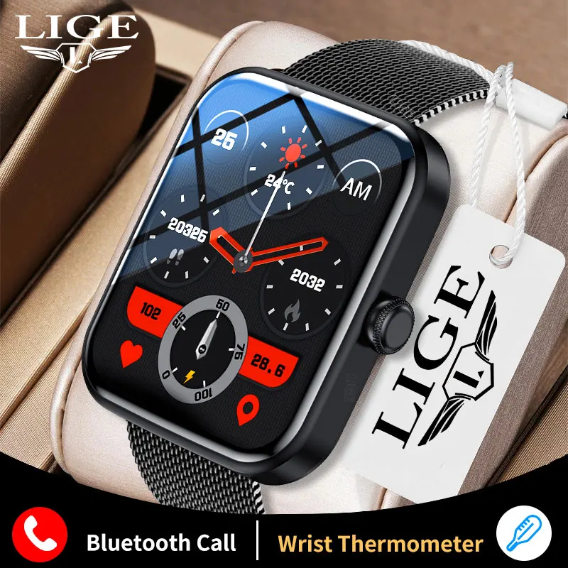 LIGE Sports Health Smartwatch Heart Rate Body Temperature Monitoring Clock Custom Dial Bluetooth Call 1.69'' IPS Men Smart Watch
LIGE Sports Health Smartwatch Heart Rate Body Temperature Monitoring Clock Custom Dial Bluetooth Call 1.69'' IPS Men Smart Watch