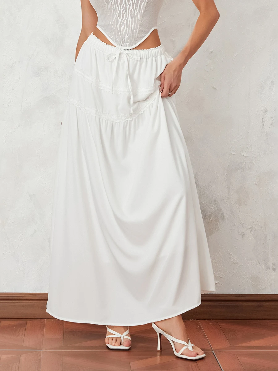 Женская длинная юбка с оборками Fairycore, элегантная белая трапециевидная юбка с цветочным подолом, эластичным поясом и кружевной отделкой, уличная одежда в стиле ретро
Женская длинная юбка с оборками Fairycore, элегантная белая трапециевидная юбка с цветочным подолом, эластичным поясом и кружевной отделкой, уличная одежда в стиле ретро