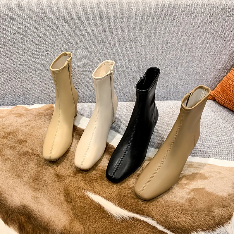 French Niche Thick Heel Ankle Boots Women's Autumn and Winter High Heels Square Toe Skinny Boots Side Zipper Leather Boots Women
French Niche Thick Heel Ankle Boots Women's Autumn and Winter High Heels Square Toe Skinny Boots Side Zipper Leather Boots Women