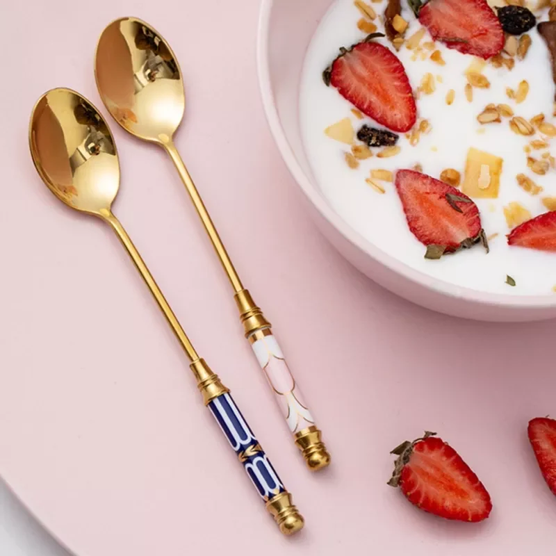 Stainless Steel Coffee Stirring Spoon Flatware Ceramic Long Handle Vacuum Plating Ice Cream Teaspoon Gold-plated Dessert Spoon #
Stainless Steel Coffee Stirring Spoon Flatware Ceramic Long Handle Vacuum Plating Ice Cream Teaspoon Gold-plated Dessert Spoon #