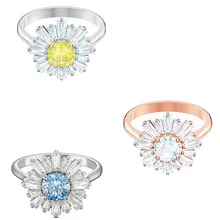 New Blue Sunflower Ring for Women Using Swallow Crystal from Swarovskis Little Daisy Ring for Women