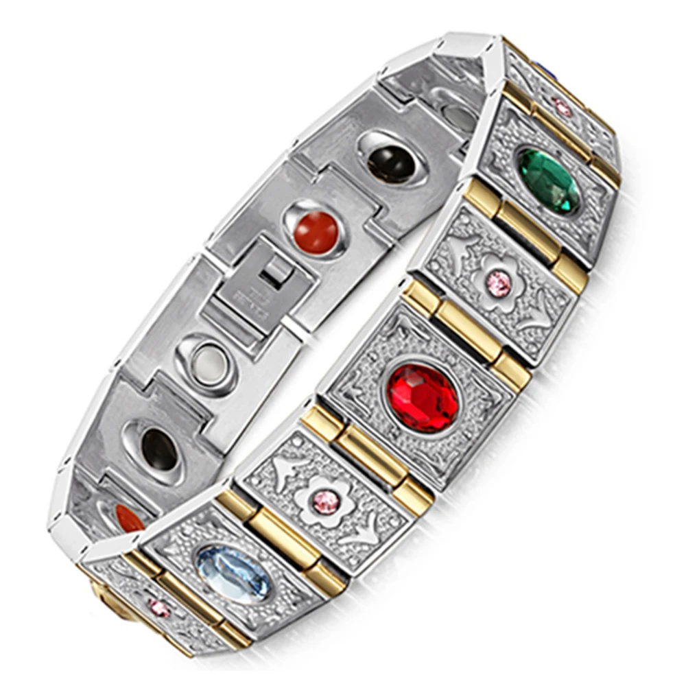 15mm Heavy Women Men Crystal Zircon Health Magnetic Chain Bracelet Stainless Steel Energy Germanium Magnet Bangle Jewelry
15mm Heavy Women Men Crystal Zircon Health Magnetic Chain Bracelet Stainless Steel Energy Germanium Magnet Bangle Jewelry
