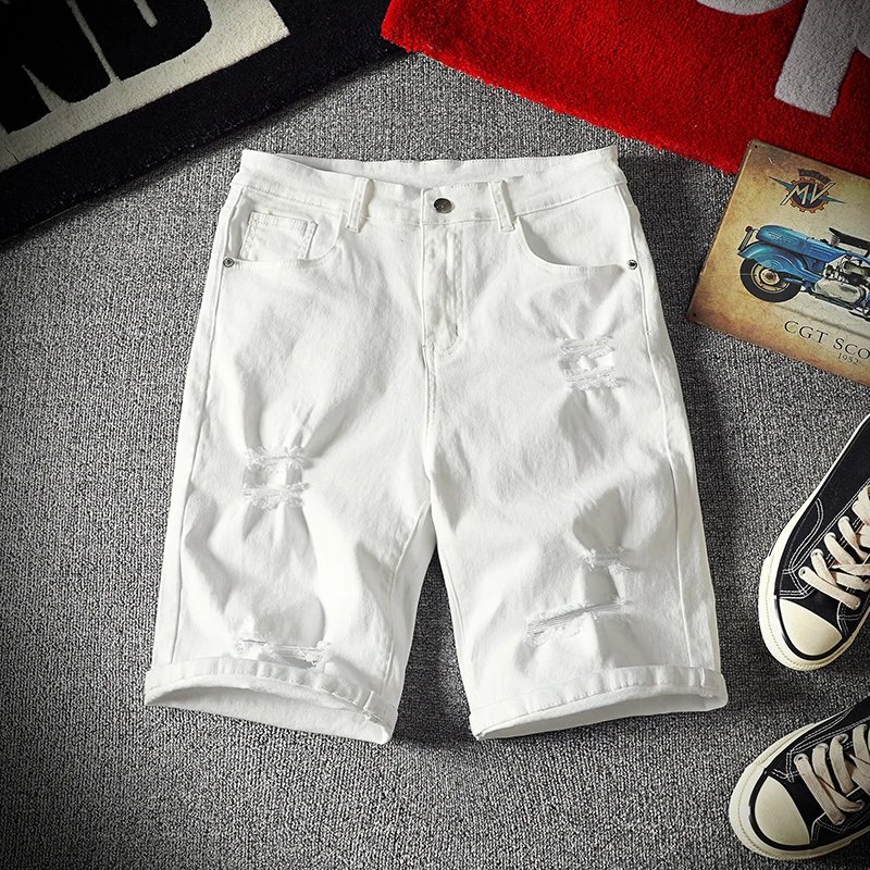 Men White Denim Shorts Summer Holes Casual Shorts Stretch Jeans Men Cotton Solid Slim Fit Shorts Pants Elastic Knee Length Pants
Men White Denim Shorts Summer Holes Casual Shorts Stretch Jeans Men Cotton Solid Slim Fit Shorts Pants Elastic Knee Length Pants