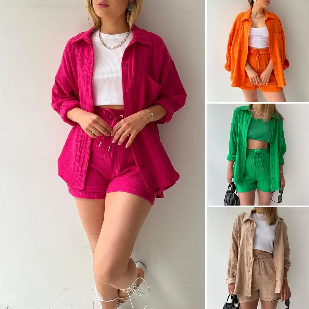 2Pcs/Set Ladies Casual Suit Popular Single Breasted Lapel Daily Clothing Women Outfit Shirt Shorts Set
2Pcs/Set Ladies Casual Suit Popular Single Breasted Lapel Daily Clothing Women Outfit Shirt Shorts Set