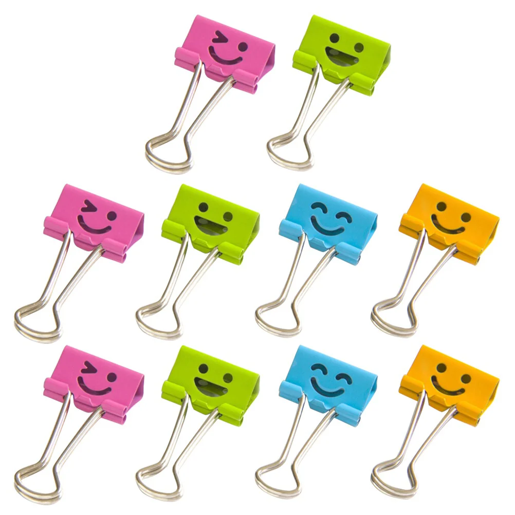 10PCS Smile Face Design Metal Binder Clips Paper Clamp Clips Dovetail Design Clamps for School Office (Random Color) - Small
10PCS Smile Face Design Metal Binder Clips Paper Clamp Clips Dovetail Design Clamps for School Office (Random Color) - Small