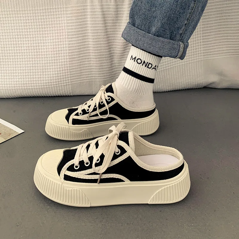 Half Trailer Canvas Shoes Female Heel Free Kick Summer Lazy Shoes New 2023 Versatile And Casual Ins Tide Skate Shoes
Half Trailer Canvas Shoes Female Heel Free Kick Summer Lazy Shoes New 2023 Versatile And Casual Ins Tide Skate Shoes