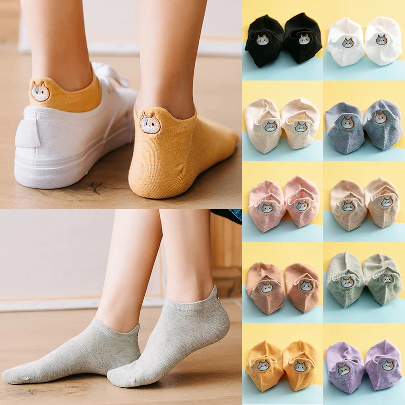 Spring Summer Cotton Socking Women Fashion Boat Socks Colorful Female Shallow Mouth Short Heel Socks Cat Embroidery For Girls
Spring Summer Cotton Socking Women Fashion Boat Socks Colorful Female Shallow Mouth Short Heel Socks Cat Embroidery For Girls