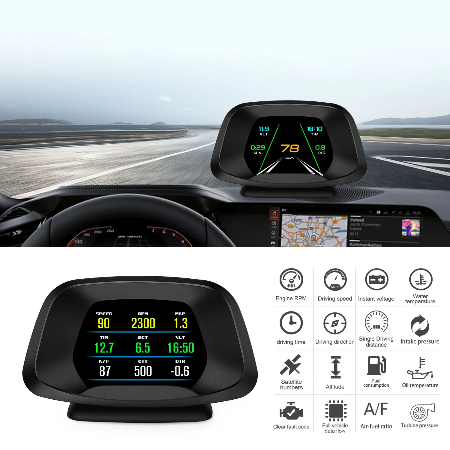 Автомобильный цифровой спидометр GPS навигация температура воды и масла