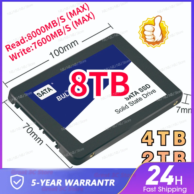 8TB 2023 New SSD 4TB 1TB 500GB Hard Drive Disk Sata3 2.5 Inch Ssd TLC 500MB/s Internal Solid State Drives for Laptop and Desktop
8TB 2023 New SSD 4TB 1TB 500GB Hard Drive Disk Sata3 2.5 Inch Ssd TLC 500MB/s Internal Solid State Drives for Laptop and Desktop